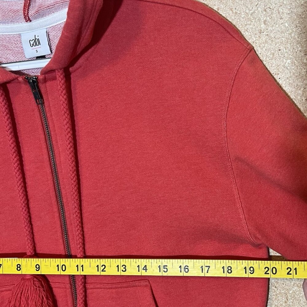 Cabi Deluxe Hoodie Jacket Size Small Women’s Orange Full Zipper Pockets Long Slv - Picture 4 of 8
